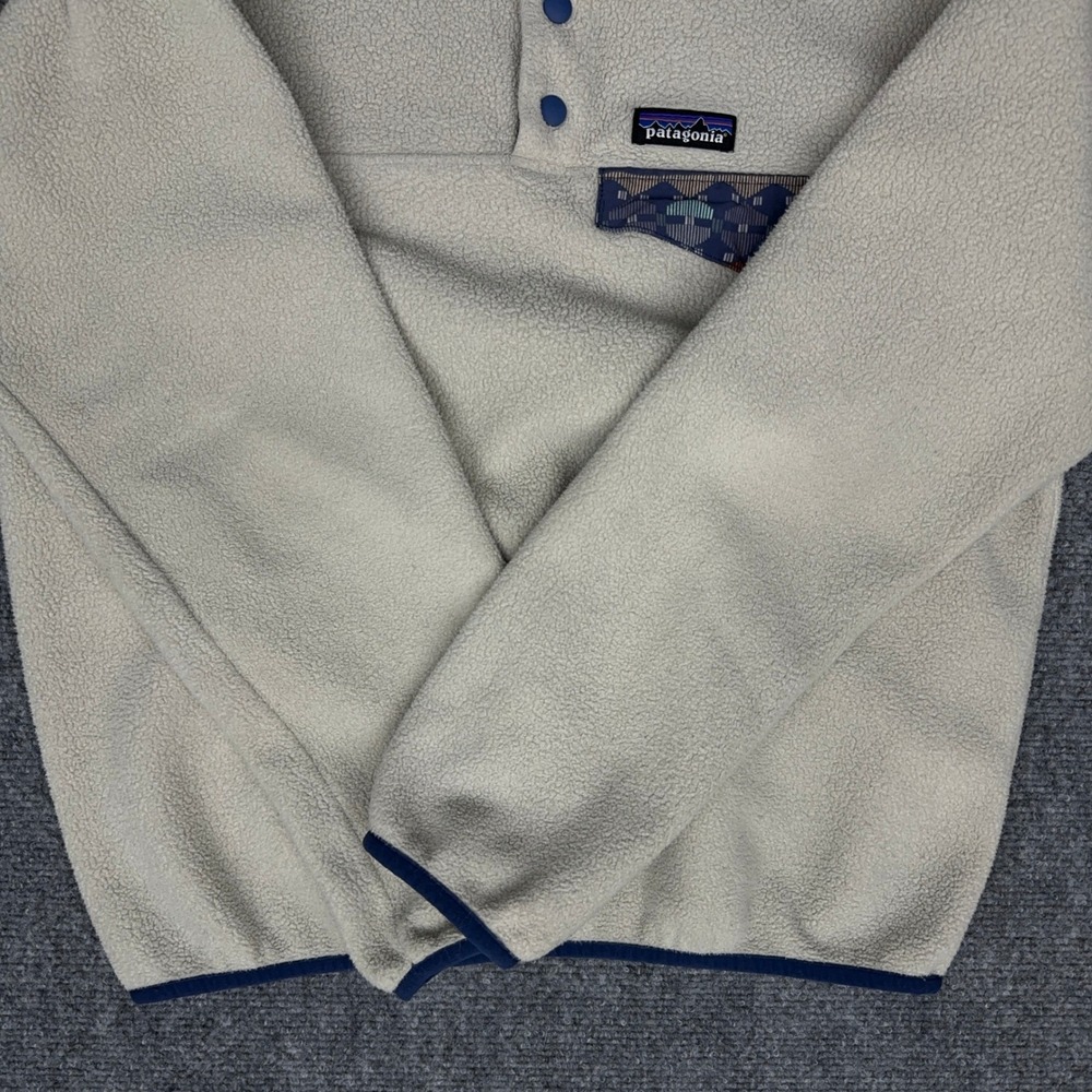 Patagonia Lightweight Synchilla Snap-T Womens S Pelican Stone Blue Aztec Pocket - Picture 7 of 10